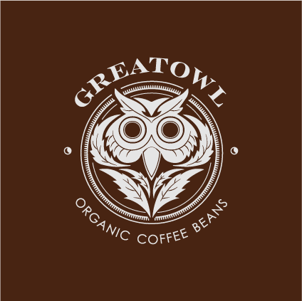 GreatOwl emblem logo white and brown